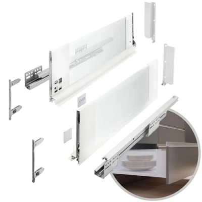 Afbeelding van GTV ladesysteem AXIS PRO lade met glazen zijden Hoogte: 167 mm Lengte: 350 Wit melkachtig glas