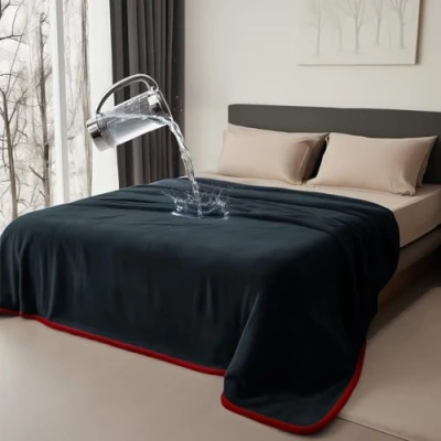 Afbeelding van Bedding Aid Waterdichte deken, hondendeken, waterdicht, liefdesdeken, kattendeken, bank, rood en zwart, sprei (203 x 229 cm)