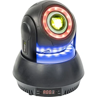 Afbeelding van 30W RGBW spot Moving Head met7 GOBOS &amp; 3 LED ringen (zwart)