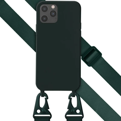 Afbeelding van Apple iPhone 12 Pro Hoesje Siliconen en TPU (zacht) Selencia Softcase/Koordhoesje/Backcover Donkergroen Telefoonhoesje