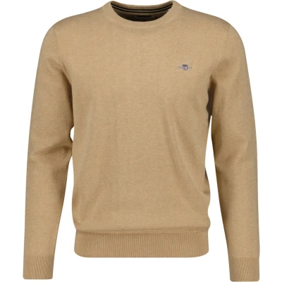 Afbeelding van GANT Classic C NECK Trui, Heren, Maat: 5XL, Khaki melange