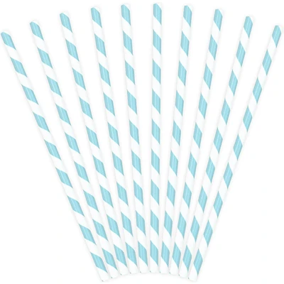 Afbeelding van Papieren Rietjes Lichtblauw Wit 19,5cm 10st