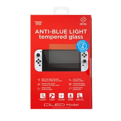 Afbeelding van FRTEC Displaybescherming van gehard glas, anti blauw licht voor Nintendo Switch OLED, Meerkleurig., Eén maat, Sterren en strepen