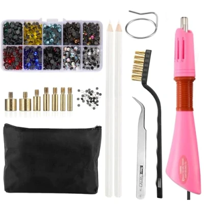 Afbeelding van Hotfix applicatiegereedschap strass applicator Hot Set met 7 maten tips voor kristallen edelsteen