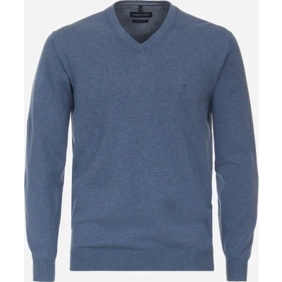 Afbeelding van Casa Moda Pullover V Hals Petrol Blauw maat XXL Heren met Regular fit Pasvorm Katoen Suitable Herenkleding