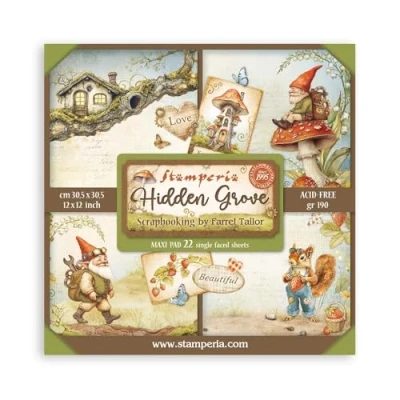Afbeelding van Stamperia Hidden Grove 12x12 Inch Paper Pack Maxi Backgrounds Selection (Single Face) (SBBXLB22)