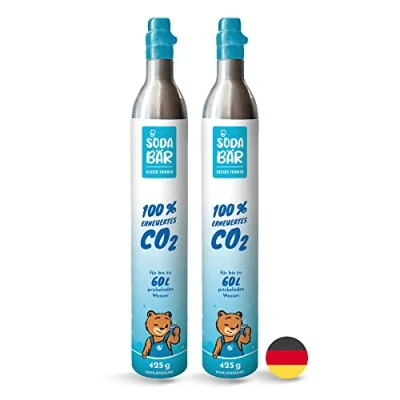 Afbeelding van SodaBär CO2 cilinder voor SodaStream apparaten, 2 x 425 g (60 l), premium vulling met koolzuur uit Linde Duitsland, TÜV getest