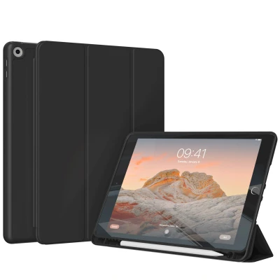 Afbeelding van Apple iPad 6 (2018) 9.7 inch Hoes: Accezz Smart Silicone Bookcase Zwart Kunstleder Tablet Hoezen