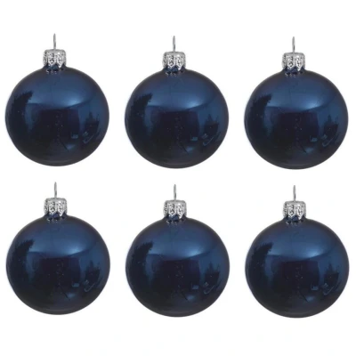 Afbeelding van Decoris Kerstballen 6 stuks donkerblauw glas cm