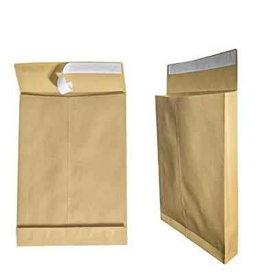 Afbeelding van 25 x vouwenveloppen B4 A4 bruin 250 353 mm 4 cm gevouwen bodem zelfklevend met aftrekstrip 130 g/m? patroonzakje