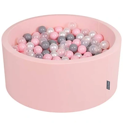 Afbeelding van KiddyMoon Schuim Ballenbak Voor Kinderen Met Ballen Ø 7 Cm Gemaakt In EU, Roze:Parel Grijs Transparant Poeder Roze,90X40cm/300