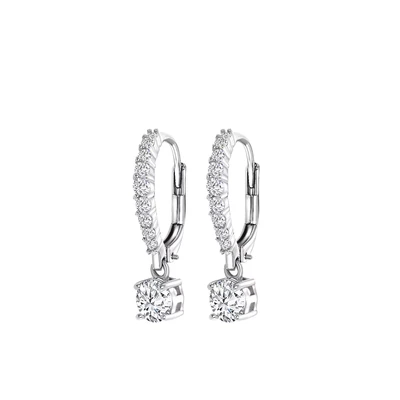 Afbeelding van Lucardi 925 Silver ROW WITH 9 Zirconia Stones AND Pendant Oorbellen silvercoloured, Dames, Maat: One Size, coloured