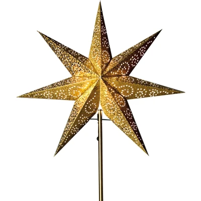 Afbeelding van Star Trading Verwisselbare paraplu Poinsettia Antiek vanStar Trading, 3D papieren ster Kerst in goud met ornamenten, decoratieve Ø: 48 cm