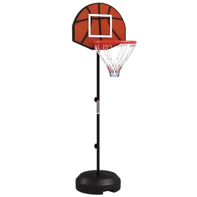 Afbeelding van SPORTNOW Basketbalkorf met standaard, in hoogte verstelbaar, magnetisch dartbord, 129 179 cm, basketbal backboard basketbalinstallatie voor volwassenen, staal