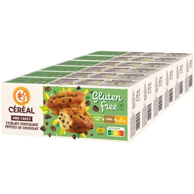 Afbeelding van 6x Céréal Mini Cakes met stukjes Chocolade Glutenvrij en Lactosevrij 230 gr