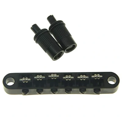 Afbeelding van KAISH Black Guitar Roller Saddle Bridge Tune O Matic voor Epiphone Les Paul, SG, Dot, Bigsby gitaar met M8 schroefdraad palen