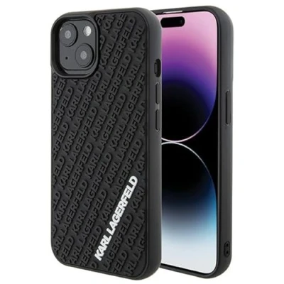 Afbeelding van iPhone 15 Backcase hoesje Karl Lagerfeld Effen Zwart TPU (Zacht)