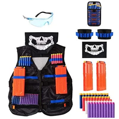 Afbeelding van Locisne Kids Jungle Tactical Vest Jacket Kit voor Nerf Toy N Strike Elite Series (met 40st Foam dart + Bril Gezichtsmasker 2Pcs Quick Reload Clip 8 polsband Dartzak)