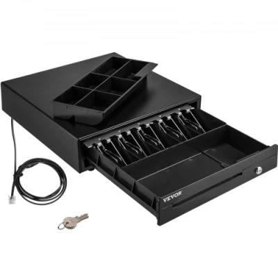 Afbeelding van VEVOR Kassalade, 16 inch 12 V Kassa Inzetbak, Register Invoegen Lade voor POS systeem met 5 Bill 6 Coin, Verwijderbaar Muntvak en 2 Sleutels, RJ11/RJ12 kabel Supermarkt Bar Coffeeshop Restaurant