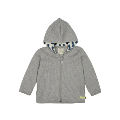 Afbeelding van loud + proud Unisex kinderwafels, GOTS gecertificeerd, Made in Germany sweatjack, grijs, 122/128