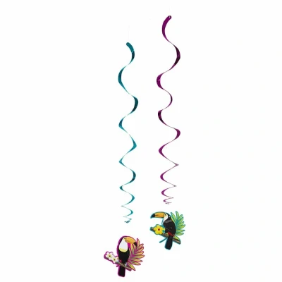 Afbeelding van Hangdecoratie Swirls Hawaii Toekan 85cm 2 stuks