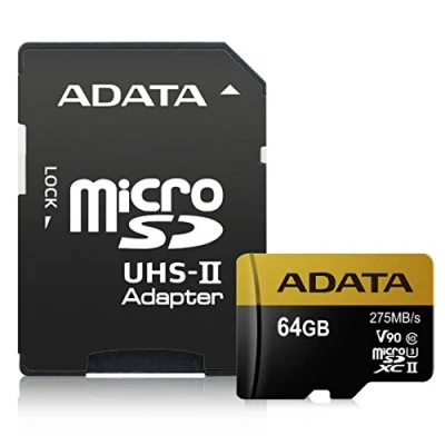 Afbeelding van SD MicroSD kaart 64GB ADATA SDXC (UHS II Class 10) m. Ada