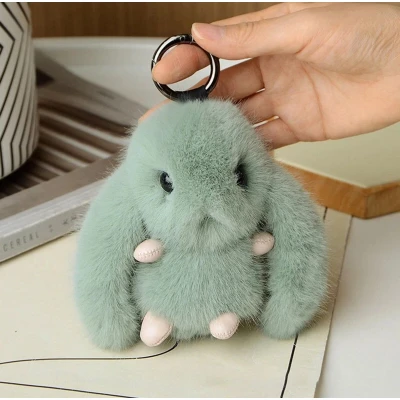 Afbeelding van Schattige pluchen konijn sleutelhanger ring tas hanger