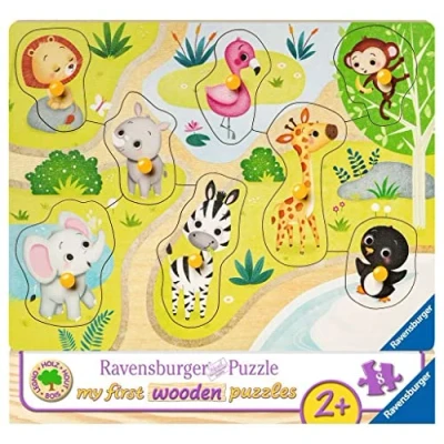 Afbeelding van Ravensburger houten puzzel Onderweg in de dierentuin 8 stukjes