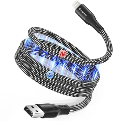 Afbeelding van Magtame Magnetisch telefoonkoord, 1 m, MFi gecertificeerde bliksemkabel, snel opladen, wirwarvrije gegevensoverdrachtskabel, compatibel met iPhone 14 13 12 11 Pro Max XR XS X 8 SE