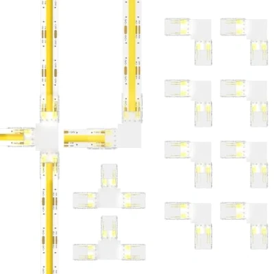 Afbeelding van PAUTIX CCT COB ledstrip, lichtconnectorset voor 3 pins 10 mm breedte, afstembare ledstrips, 8 stuks L vorm en 2 T