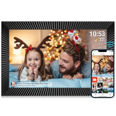 Afbeelding van Frameo digitale fotolijst, 10,1 inch, met 32G intern geheugen, smart wifi, 1280 x 800 IPS touchscreen, bewegingssensor, auto rotatie, delen foto&#039;s en video&#039;s direct via app