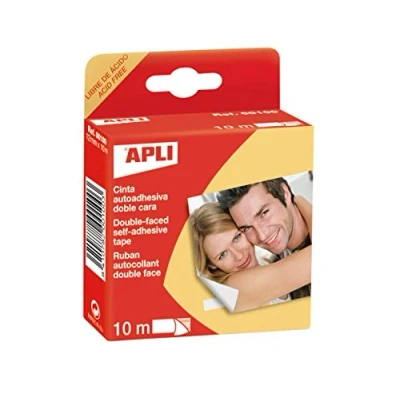 Afbeelding van Apli 00100 dubbelzijdig plakband, transparant, 12 mm x 10 m