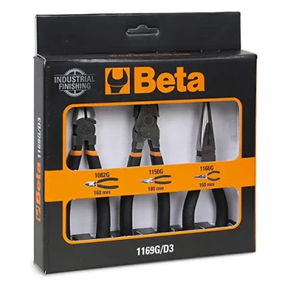 Afbeelding van Beta 1169G/D3 Tangenset bestaande uit een combinatietang lange punttang en zijkniptang. Handgreep voorzien van dubbele antislip PVC laag