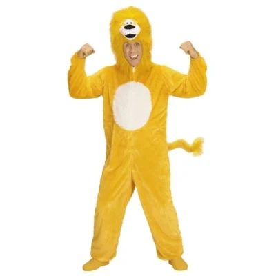Afbeelding van Widmann Leeuw &amp; Tijger Luipaard Panter Kostuum Dieren Onesie Pluche Gele Geel Medium Carnavalskleding Verkleedkleding
