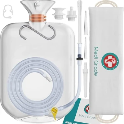 Afbeelding van professionele krimpset voor thuis Detox Kit met 14 stuks Premium kwaliteit Enema herbruikbare Enema, accessoires, handleiding, draagbare tas en meer