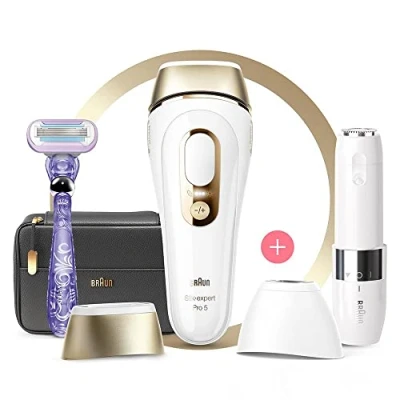 Afbeelding van Braun Silk expert Pro 5 Epilator voor dames en heren, IPL, brede precisiekop venusscheerapparaat, alternatief laserontharing thuis, PL 5149, wit/goud