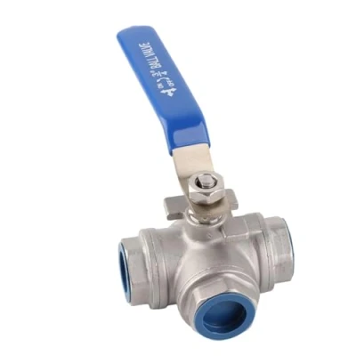 Afbeelding van SUS304 roestvrij staal 3 weg kogelkraan type T binnendraad 3/4 inch DN20