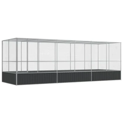 Afbeelding van vidaXL Volière met verlengstuk 625x207x212 m staal zilverkleurig, vogelvolière, papegaaienkooi, grote parkietenkooi, vogelkooi