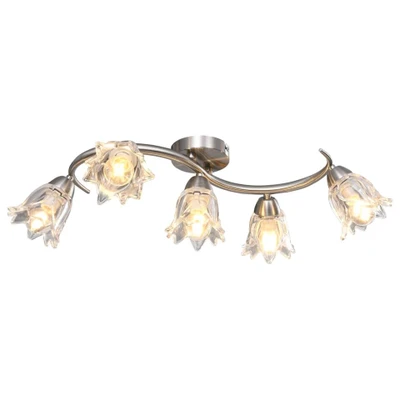 Afbeelding van VidaXL Plafondlamp met glazen tulpvormige kappen 5xE14 transparant