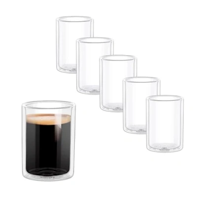 Afbeelding van Wilmax Thermoglazen, 200 ml, set van 6, dubbelwandige glazen voor water, thee, koffie, cocktails, theeglazen en koffieglazen, warme koude dranken, waterglazen, vaatwasmachinebestendig