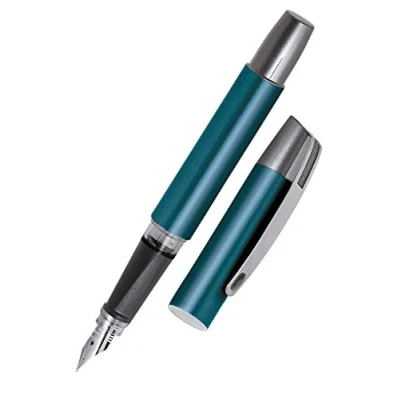 Afbeelding van ONLINE Campus benzine vulpen voor rechtshandige ergonomische grip hoogwaardige medium Iridium penpunt standaard inktcartridges inclusief blauwe combinatiecartridge geschikt mensen met allergieën