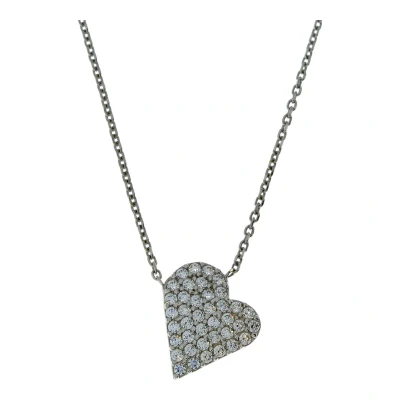 Afbeelding van Witgouden Ketting Hart Hanger Zirkonia 14 karaats