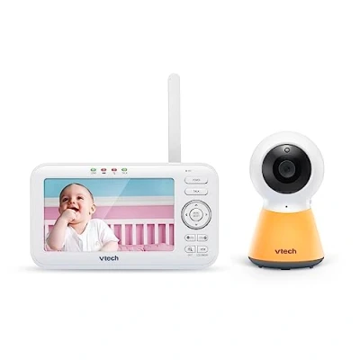 Afbeelding van VTech Baby Monitor VM5254 Videobabyfoon met hoge resolutie helder geluid, LCD kleurenscherm en nachtzicht intercomfunctie, slaapliedjes nachtlampje