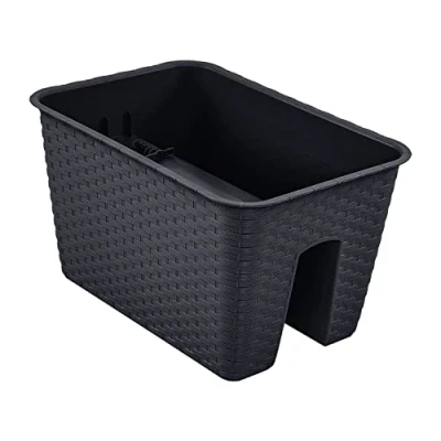 Afbeelding van PAFEN antraciet bloembak rotan look DRLB400 13L balkonbak box