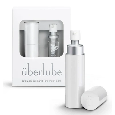 Afbeelding van Uberlube Glijmiddel Travelkit 15ml Latex Veilig Natuurlijke Silicone met Vitamine E Ongeparfumeerd, Smaakloos, Residu vrij, Geen dierlijke producten, parabenen, alcohol, Glutenvrij, glycerine, geur of kleurstof.