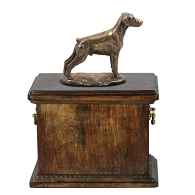 Afbeelding van Art Dog Custom Sitting Statue Memorial Urn Handgemaakt Koudgegoten Brons op Berkenbasis Stevige en Stijlvolle voor Hondenas 29x21x38cm Doberman (niet bijgesneden)