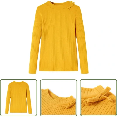 Afbeelding van vidaXL Meisjeskleding Kinderkleding Kindershirt met lange mouwen 128 okerkleurig Jongenskleding Langmouwshirts Kindertruitjes