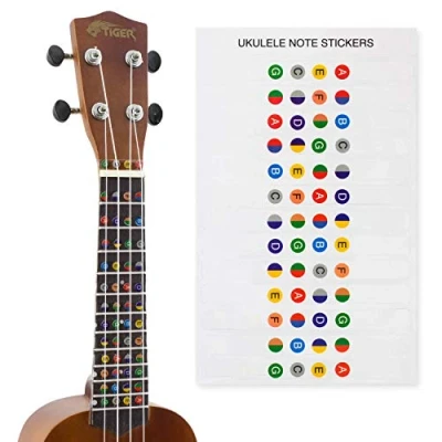 Afbeelding van TIGER Ukulele Note Stickervel voor beginners, UKE STICKER