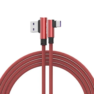 Afbeelding van TECHGEAR USB C kabel, 1,5 M Type 90 graden haakse synchronisatie en snellaadkabel compatibel met Huawei P50, Moto G30, Samsung Note 20, S22 S21 S20 S10 A12 A32 A52 A53 5G, OnePlus 9, Pixel 6 4 etc