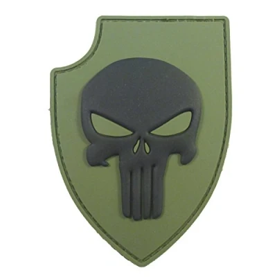 Afbeelding van Olive Drab Green PVC 3D Rubber Punisher Skull USA Sealteam DEVGRU Glow Dark Hook Patch